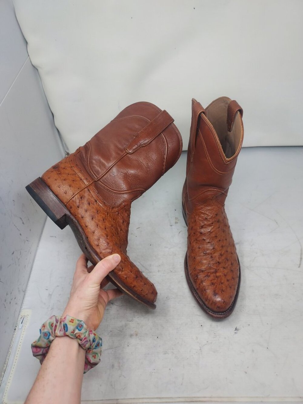 TECOVAS MENS The Earl Ostrich Pecan Brown Cowboy Boot